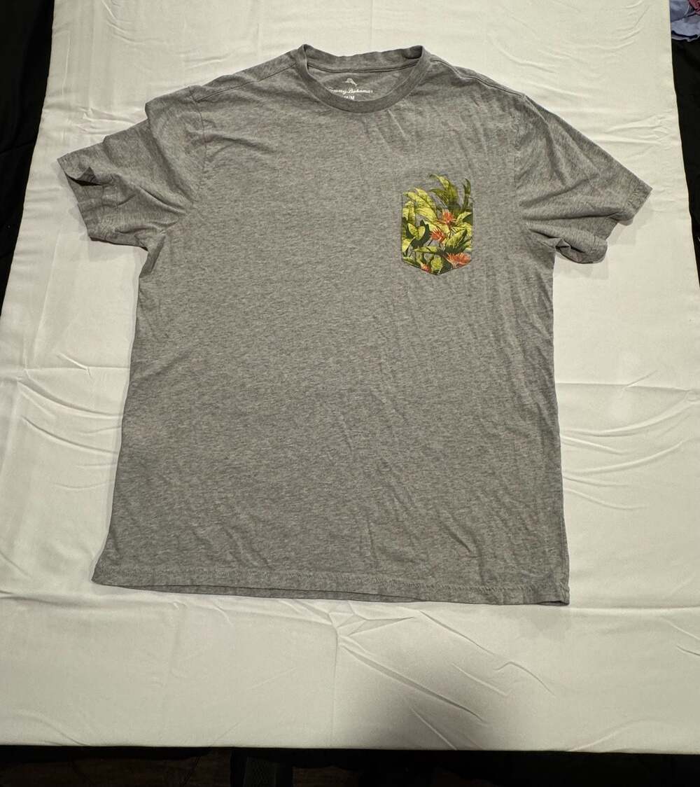 Tommy Bahama Pocket Of Paradise Short-Sleeve Tee Gray Size M